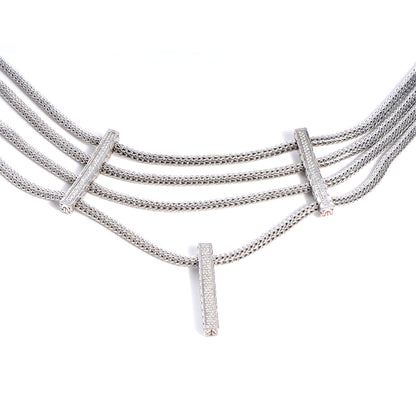 John Hardy Sterling Silver Pave Diamond Choker Necklace 1 of 6