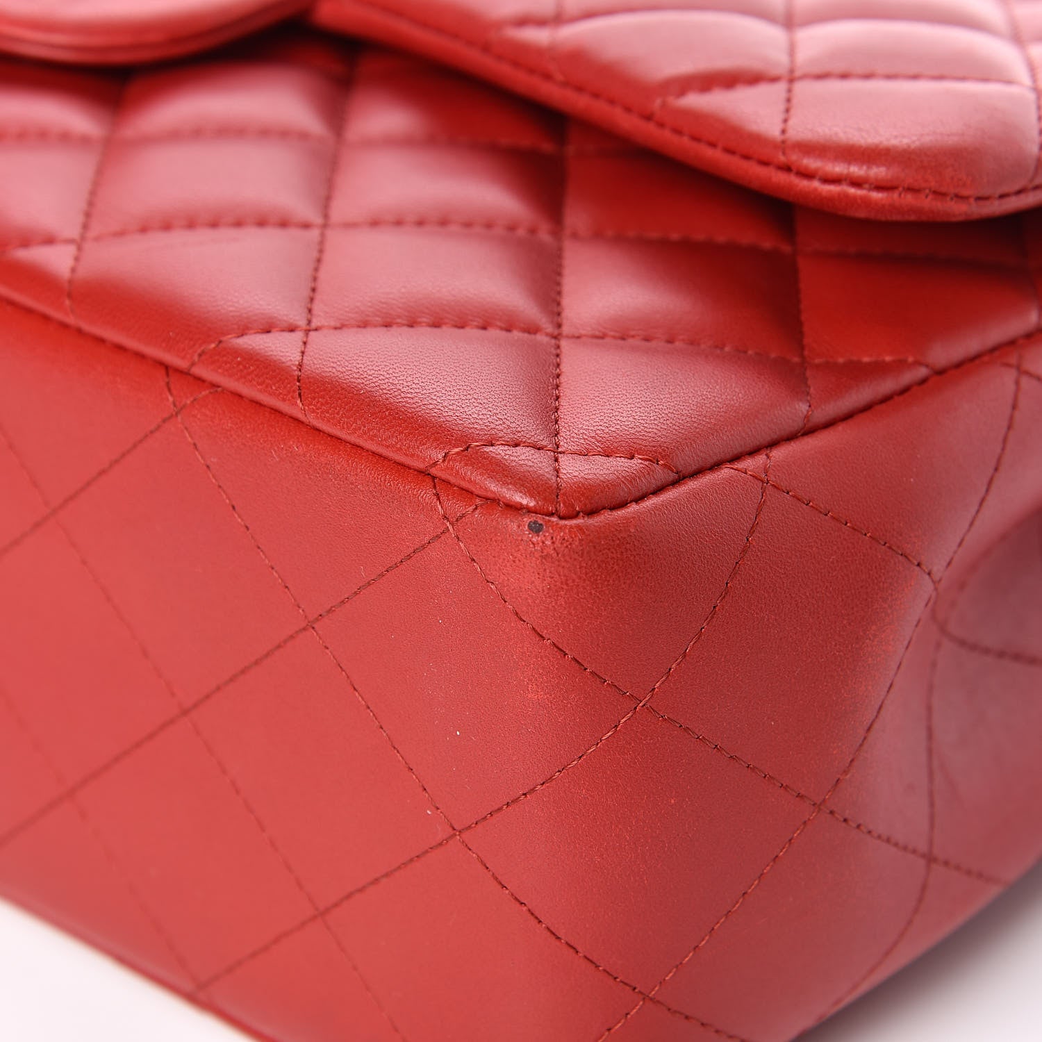 Chanel Lambskin Quilted Jumbo Double Flap Red 12 of 15