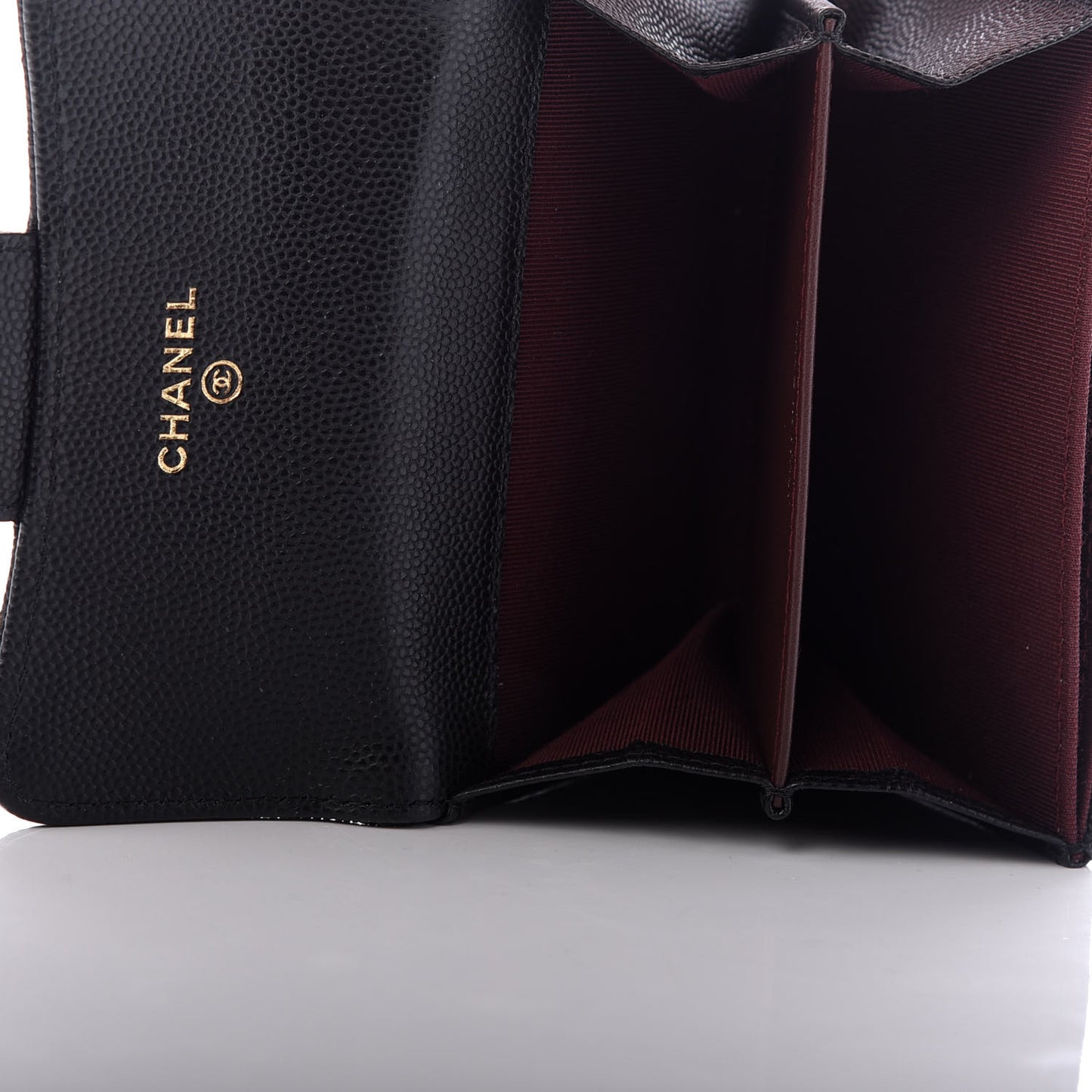 Caviar Quilted Flap Card Holder Wallet Black