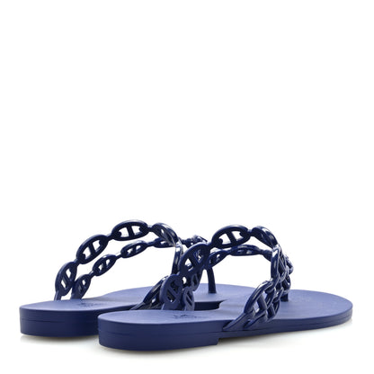 Hermes Rubber Chaine d'Ancre Island Sandals 37 Bleu Smalt 4 of 7