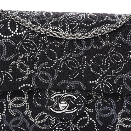 Chanel Tweed Strass Medium Pudong Double Flap Black 7 of 12