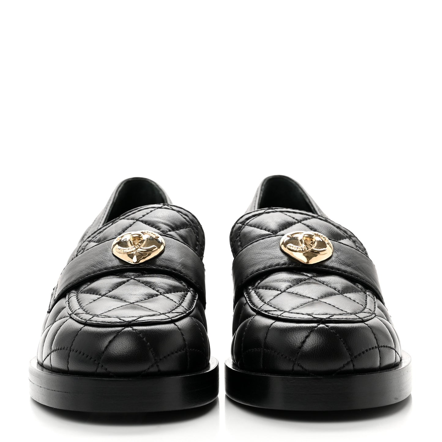 Lambskin Quilted CC Heart Loafers 36 Black