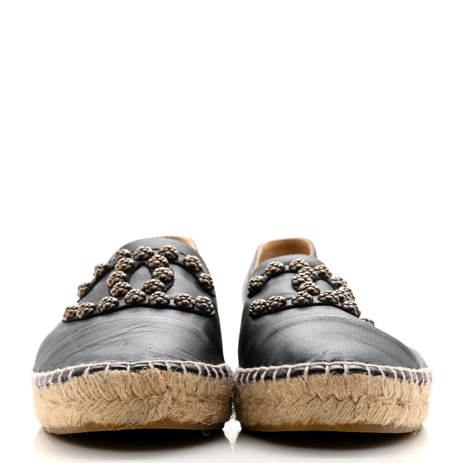 Chanel Lambskin Camellia CC Stud Espadrilles 40 40 Black 2 of 12