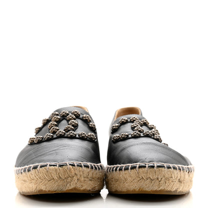 Chanel Lambskin Camellia CC Stud Espadrilles 40 40 Black 2 of 12