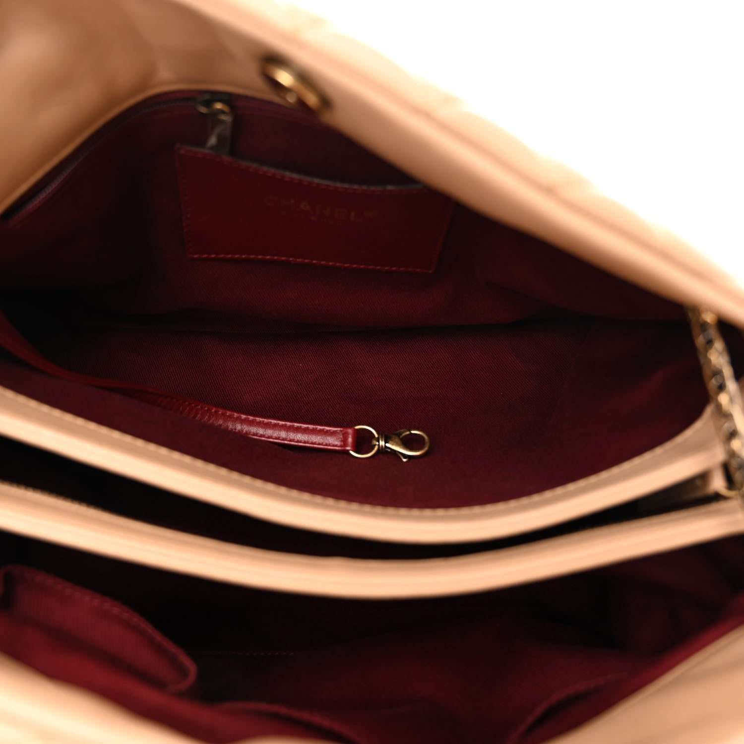 Chanel Lambskin Quilted Large Just Mademoiselle Bowling Bag Beige 5 of 10