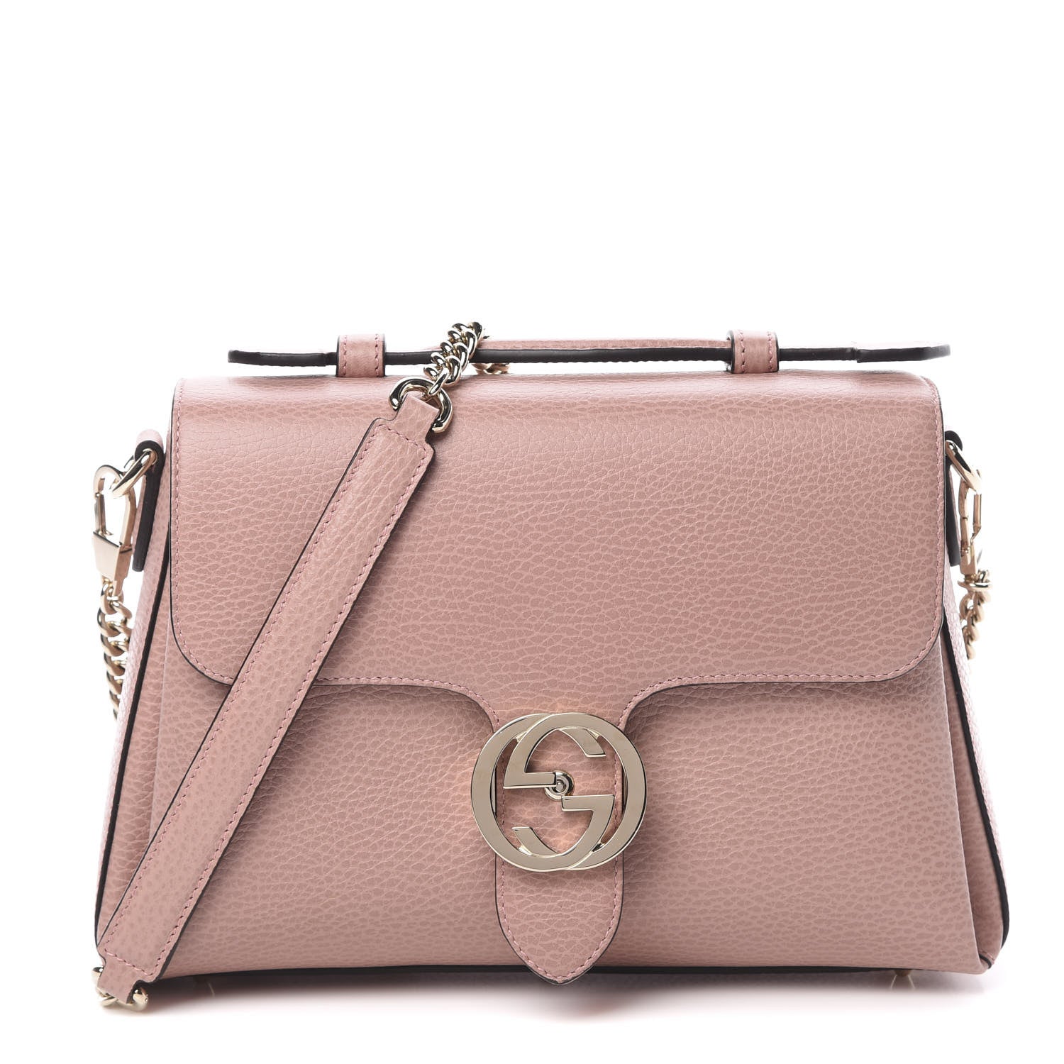 Gucci Dollar Calfskin Interlocking G Top Handle Shoulder Bag Soft Pink 1 of 10