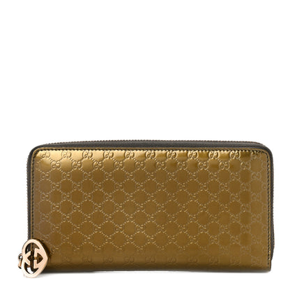 Gucci Shine Microguccissima Lovely Heart Zip Around Wallet Gold 1 of 10