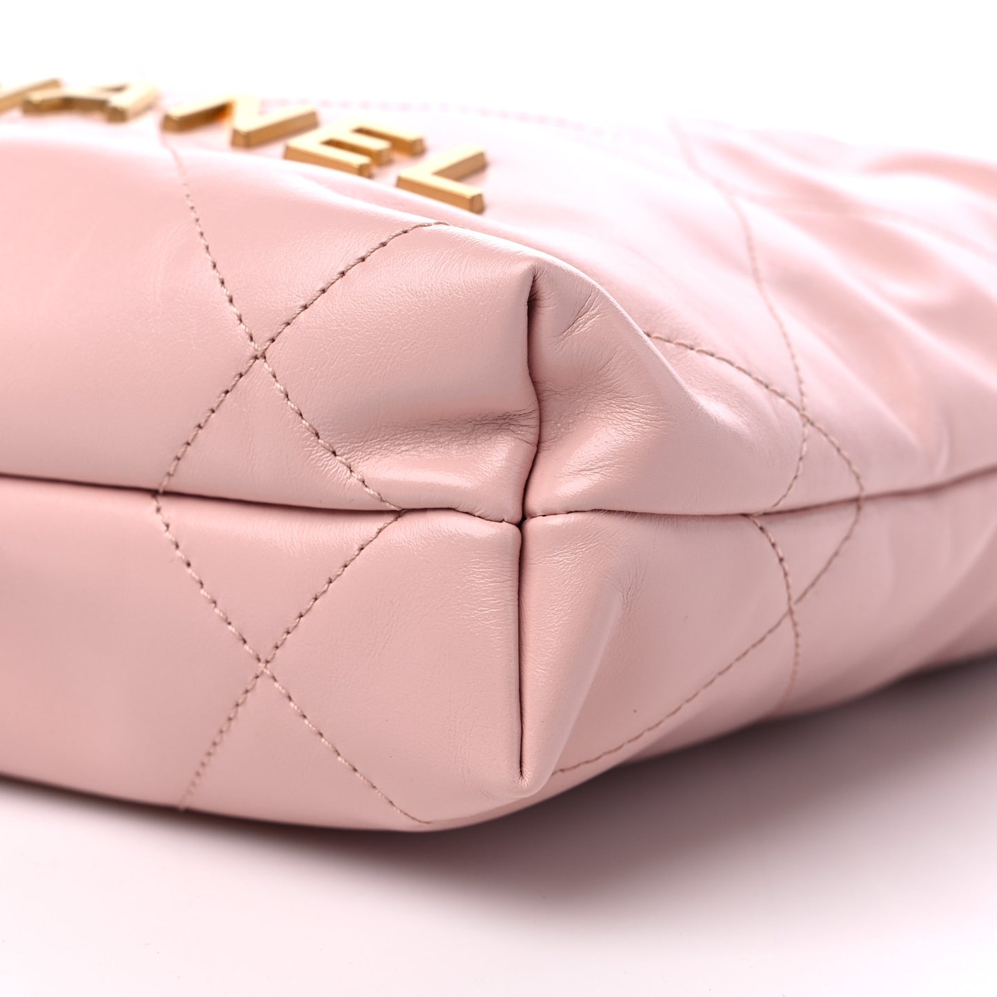 Shiny Calfskin Quilted Mini Chanel 22 Rose Clair