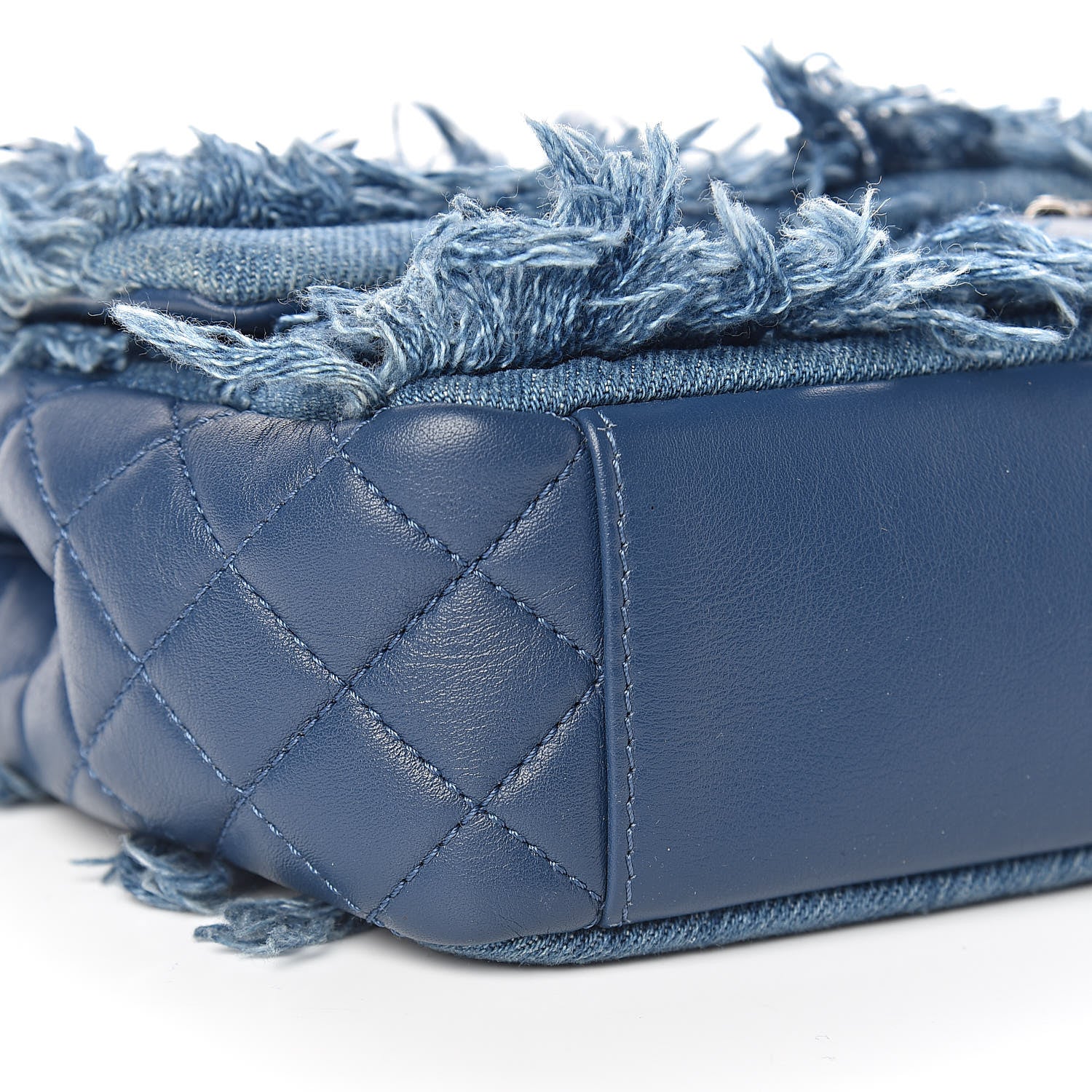 Chanel Calfskin Denim Fringe Chains Small Flap Blue 9 of 13
