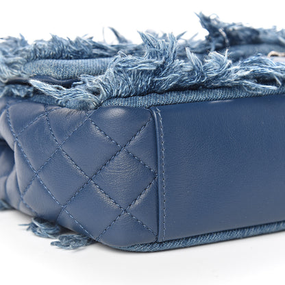Chanel Calfskin Denim Fringe Chains Small Flap Blue 9 of 13
