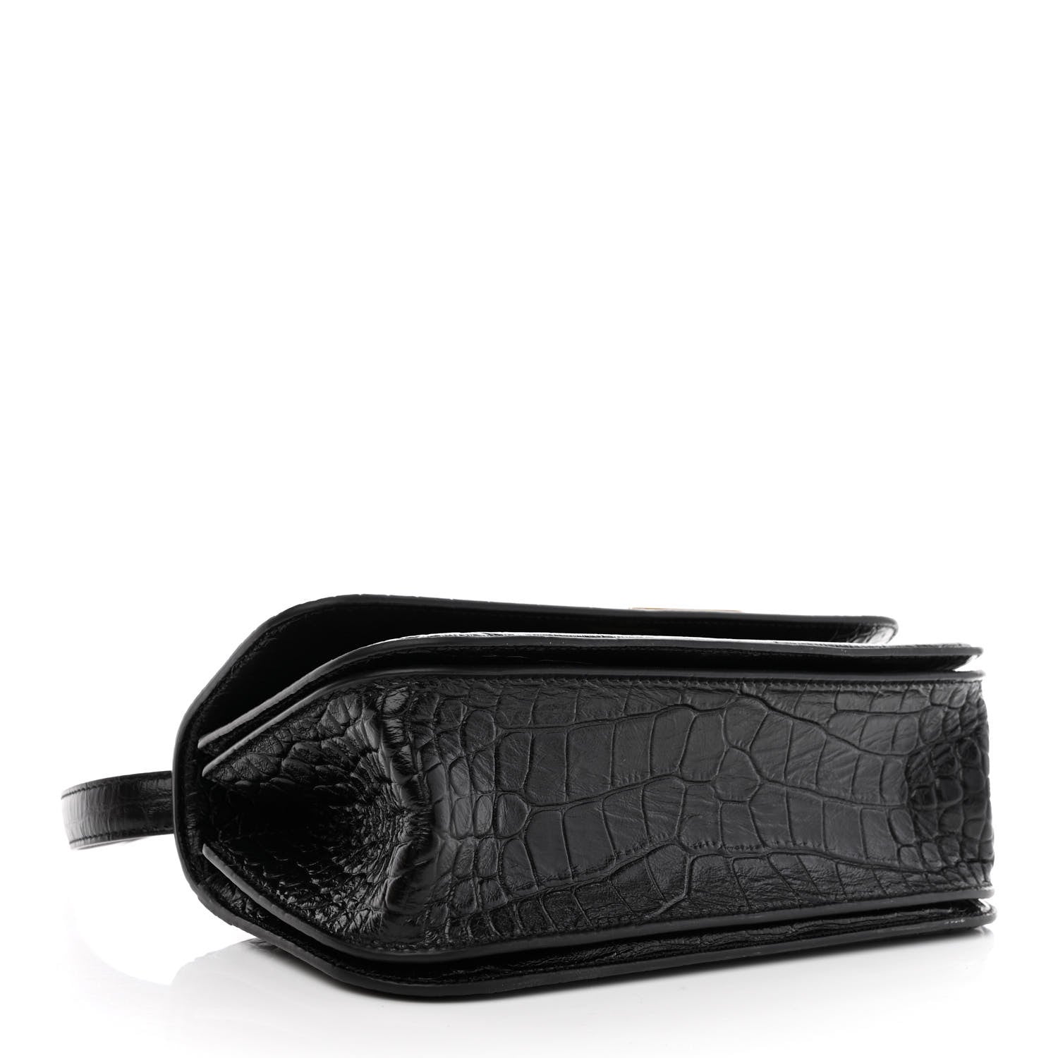 Balenciaga Extra Supple Calfskin Crocodile Embossed Small Gossip Bag Black 4 of 9