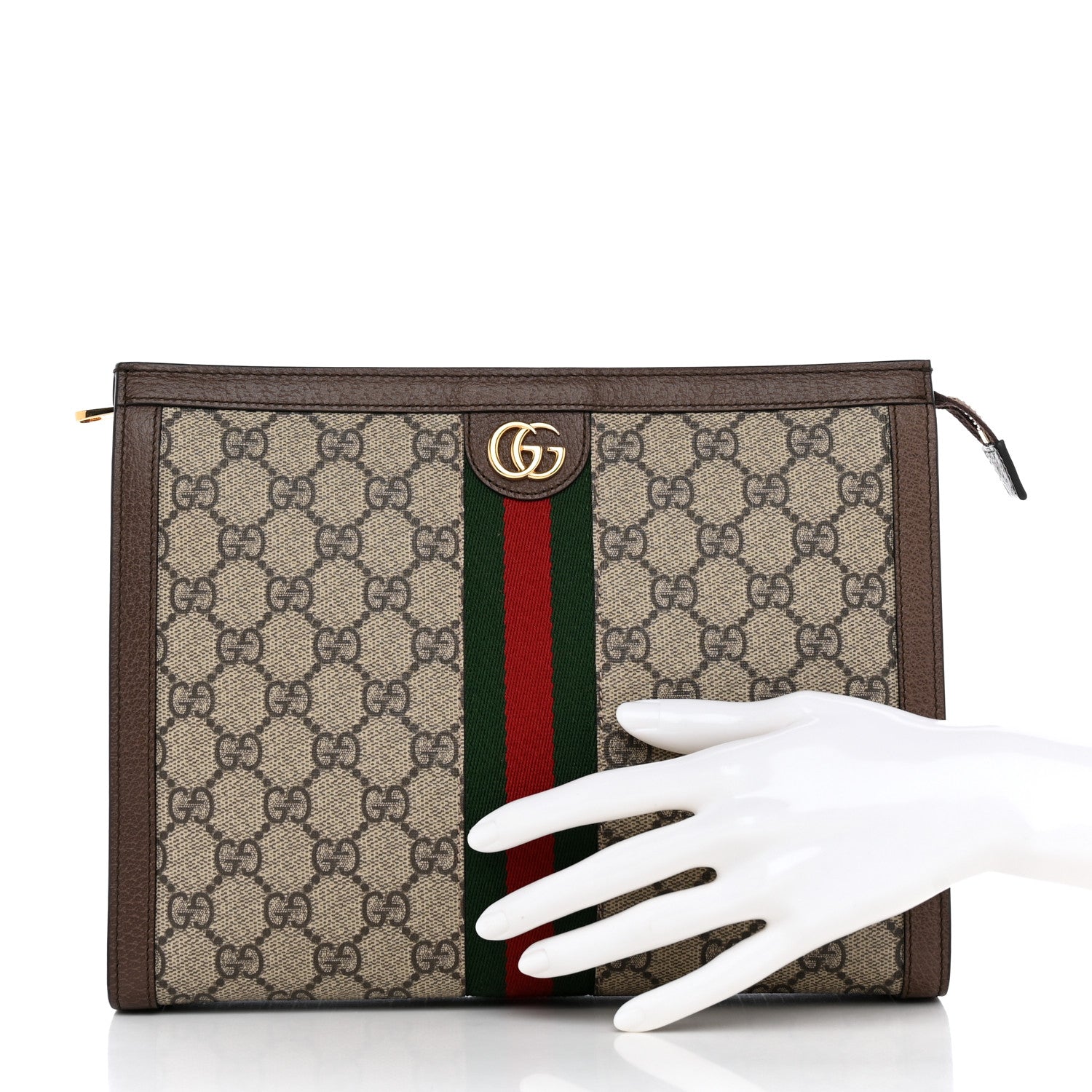 Gucci GG Supreme Monogram Web Ophidia Pouch Brown 2 of 10