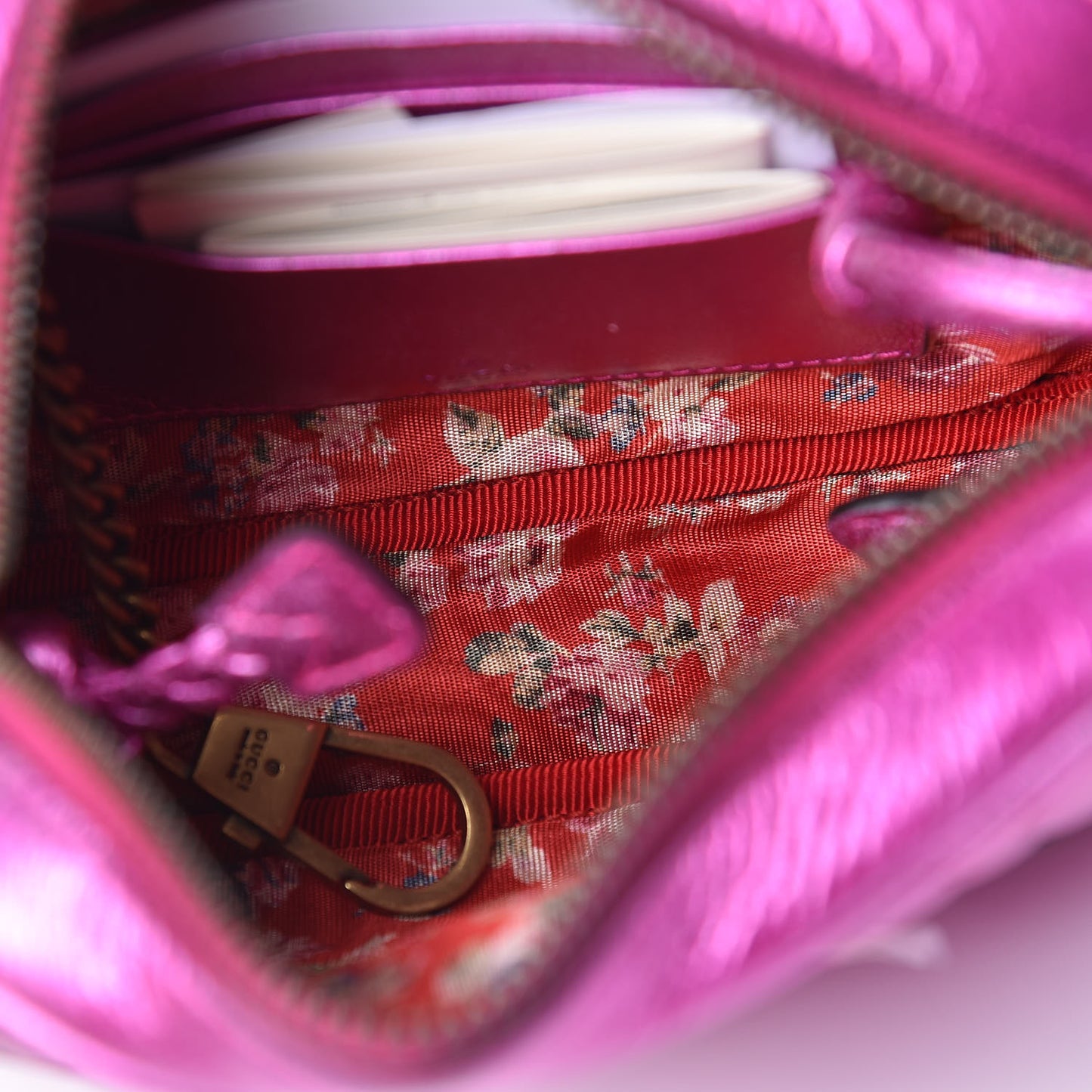 Laminated Nappa Trapuntata Mini Zumi Shoulder Bag Fuxia