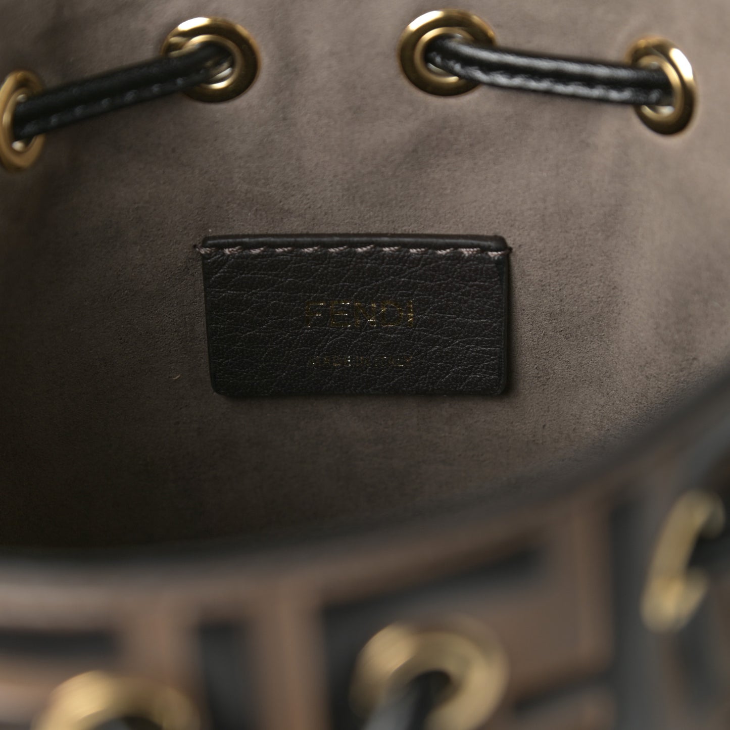 Vitello Liberty F is Fendi Bi-Color FF 1974 Embossed Mini Mon Tresor Bucket Bag Maya Black
