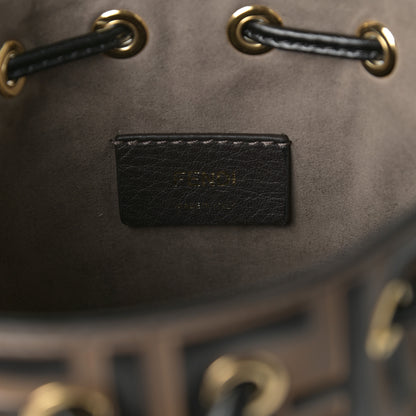 Fendi Vitello Liberty F is Fendi Bi-Color FF 1974 Embossed Mini Mon Tresor Bucket Bag Maya Black 6 of 9