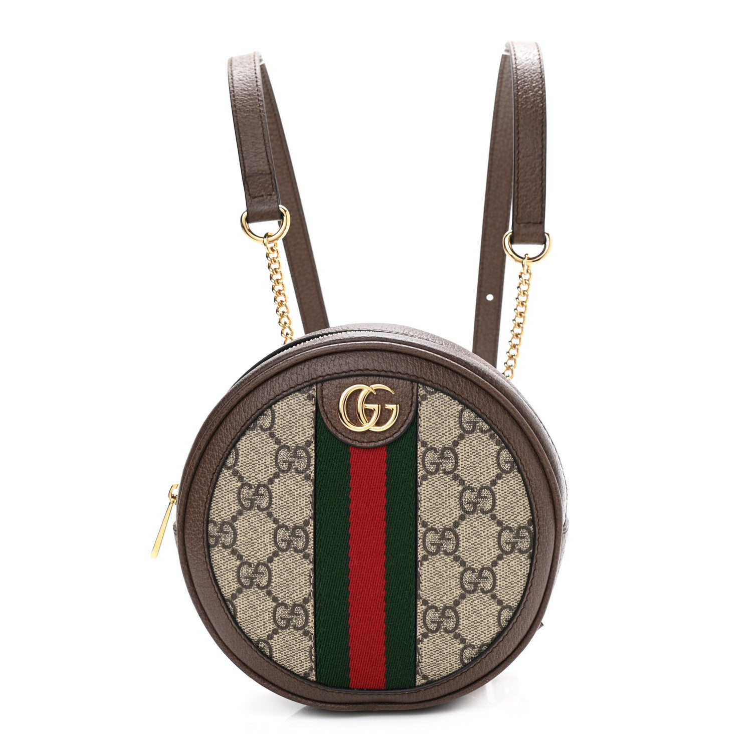 Gucci GG Supreme Monogram Web Mini Ophidia Round Backpack Brown 1 of 9