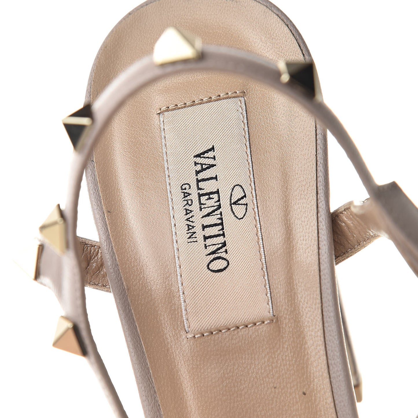 Calfskin Rockstud Ankle Strap 90mm Sandals 38 Poudre