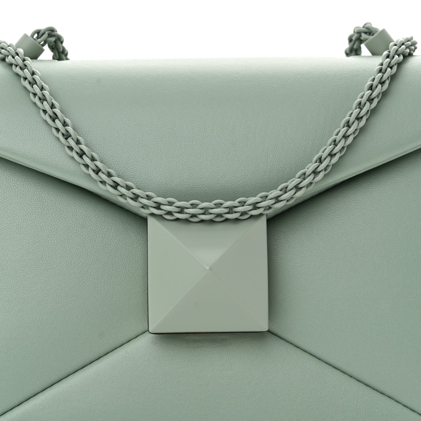 Nappa Lacquer Monochrome One Stud Chain Clutch Morning Dew