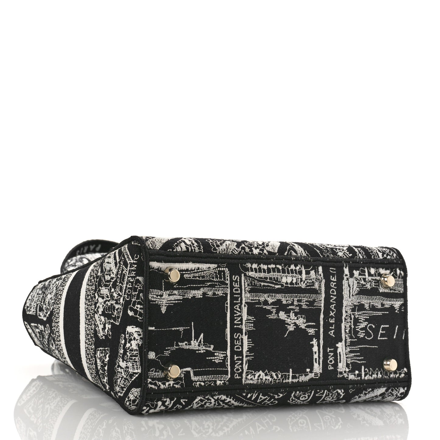 Canvas Embroidered Medium Plan de Paris Lady D-Lite Black White