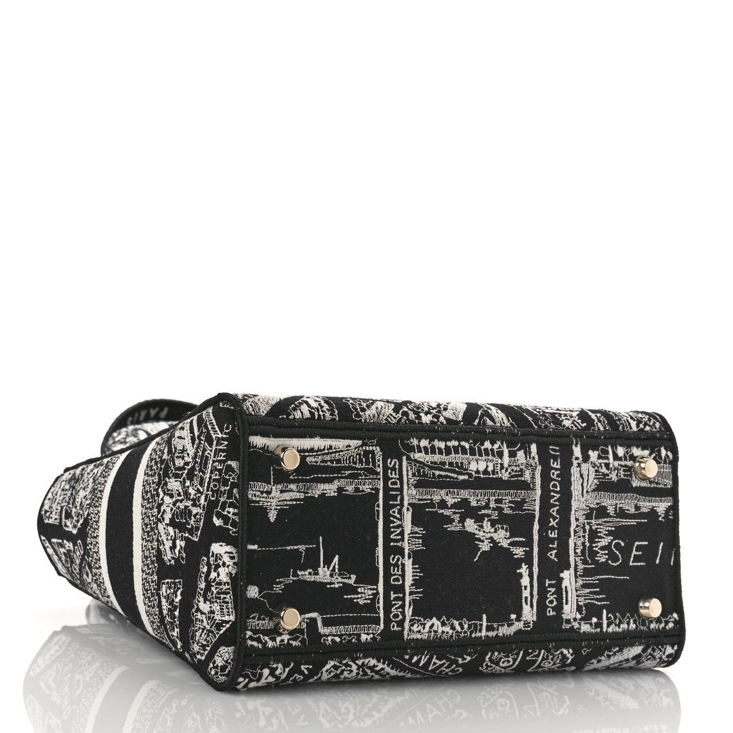 Christian Dior Canvas Embroidered Medium Plan de Paris Lady D-Lite Black White 4 of 8