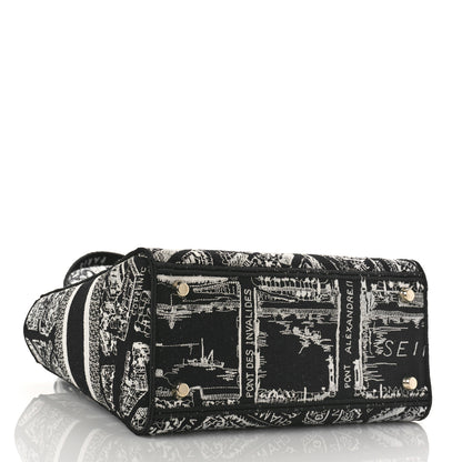 Christian Dior Canvas Embroidered Medium Plan de Paris Lady D-Lite Black White 4 of 8