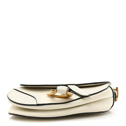 Christian Dior Grained Calfskin Mini Saddle Bag White 4 of 11