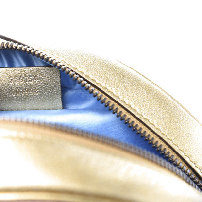 Gucci Metallic Calfskin Matelasse Mini GG Marmont Round Shoulder Bag Gold Pink 9 of 11