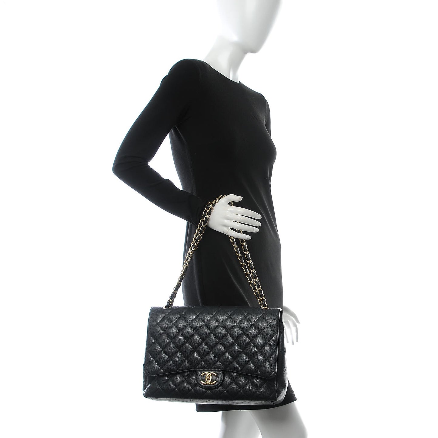 Caviar Quilted Maxi Double Flap Black
