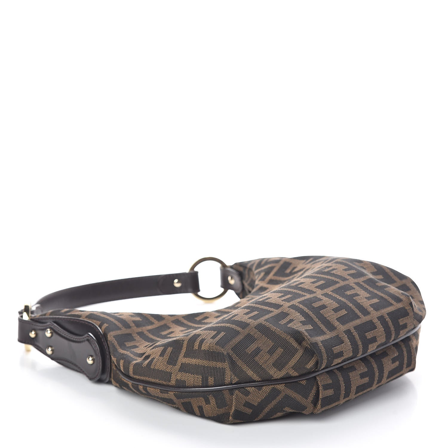 Fendi Zucca Cuoio Lucido Small Chef Hobo Tobacco Moro 4 of 9