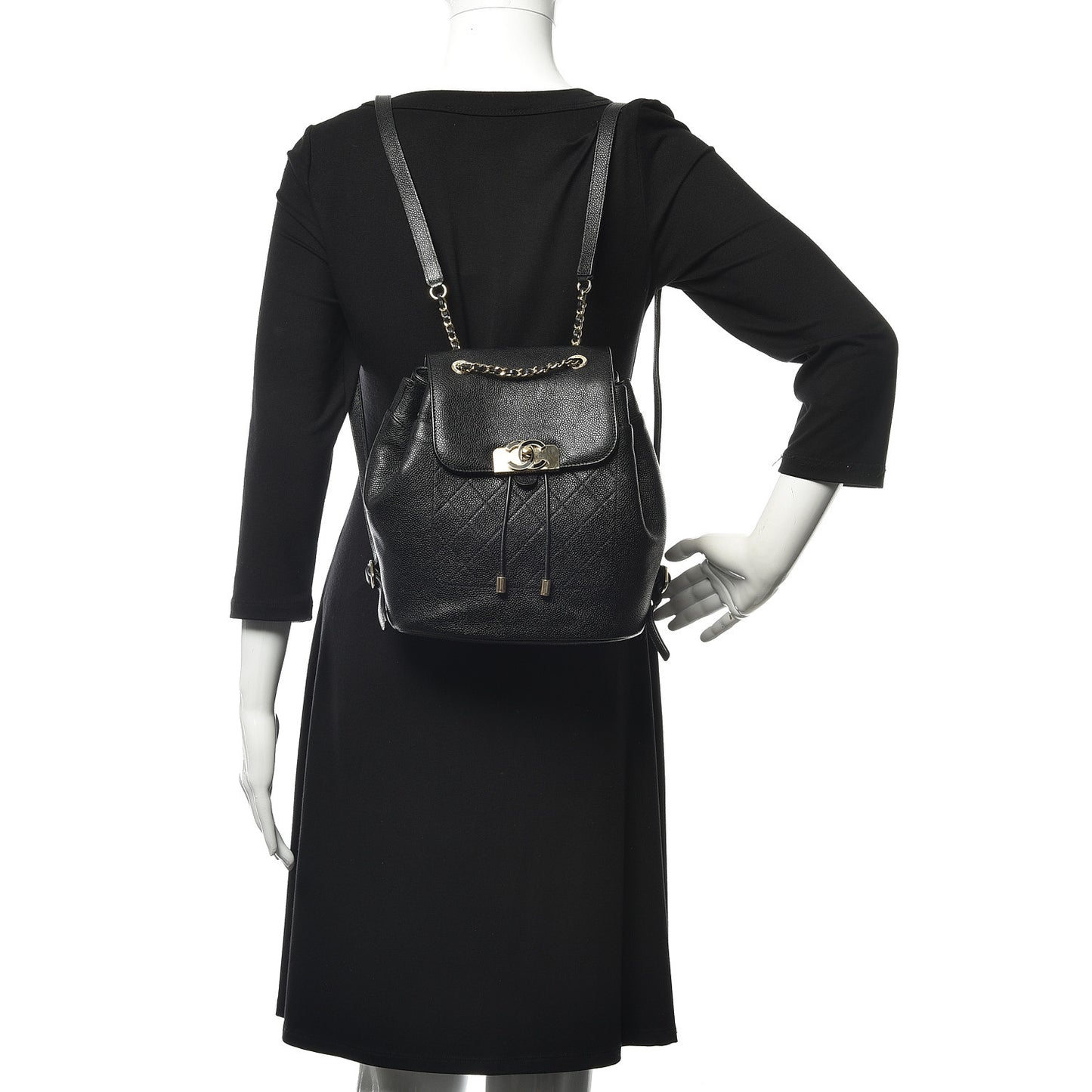 Caviar Stitched Backpack Black