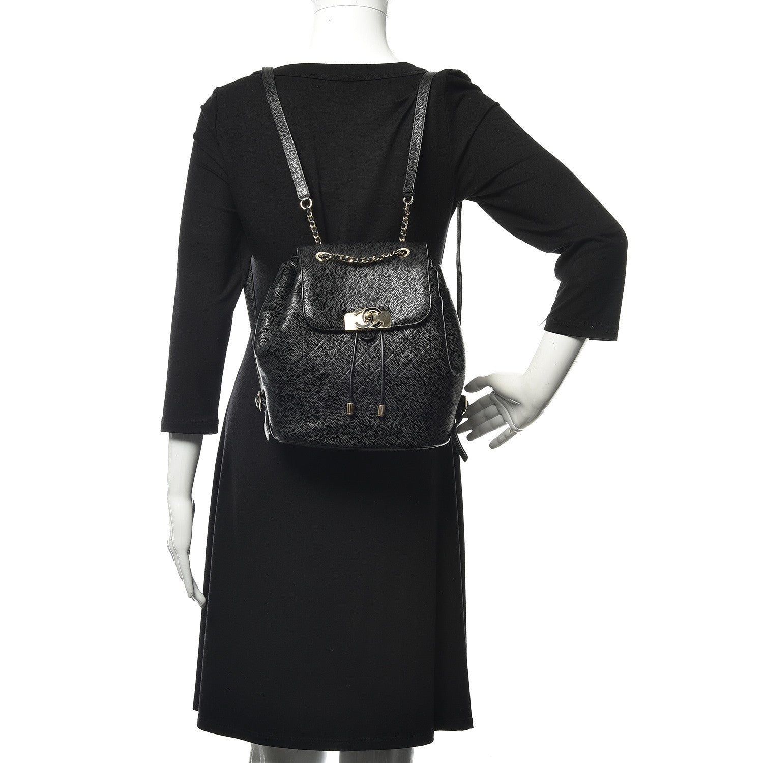 Chanel Caviar Stitched Backpack Black 2 of 9