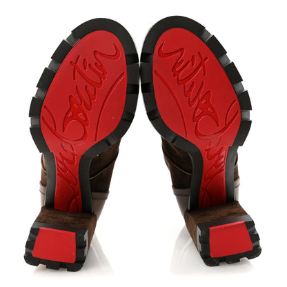 Christian Louboutin Veau Velours Calfskin Wax Macademia 100 Biker Platform Boots 37 Cosme 6 of 9