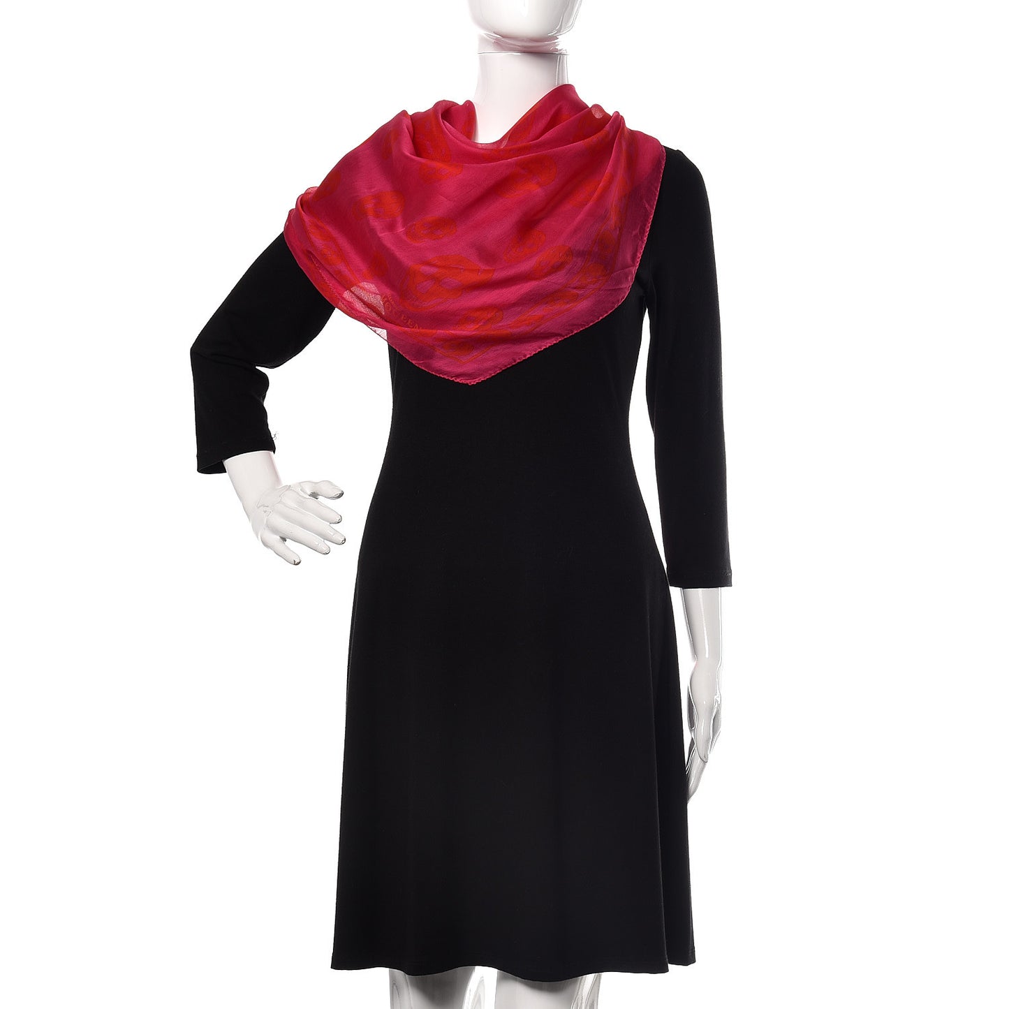 Silk Chiffon Skull Scarf Magenta Red