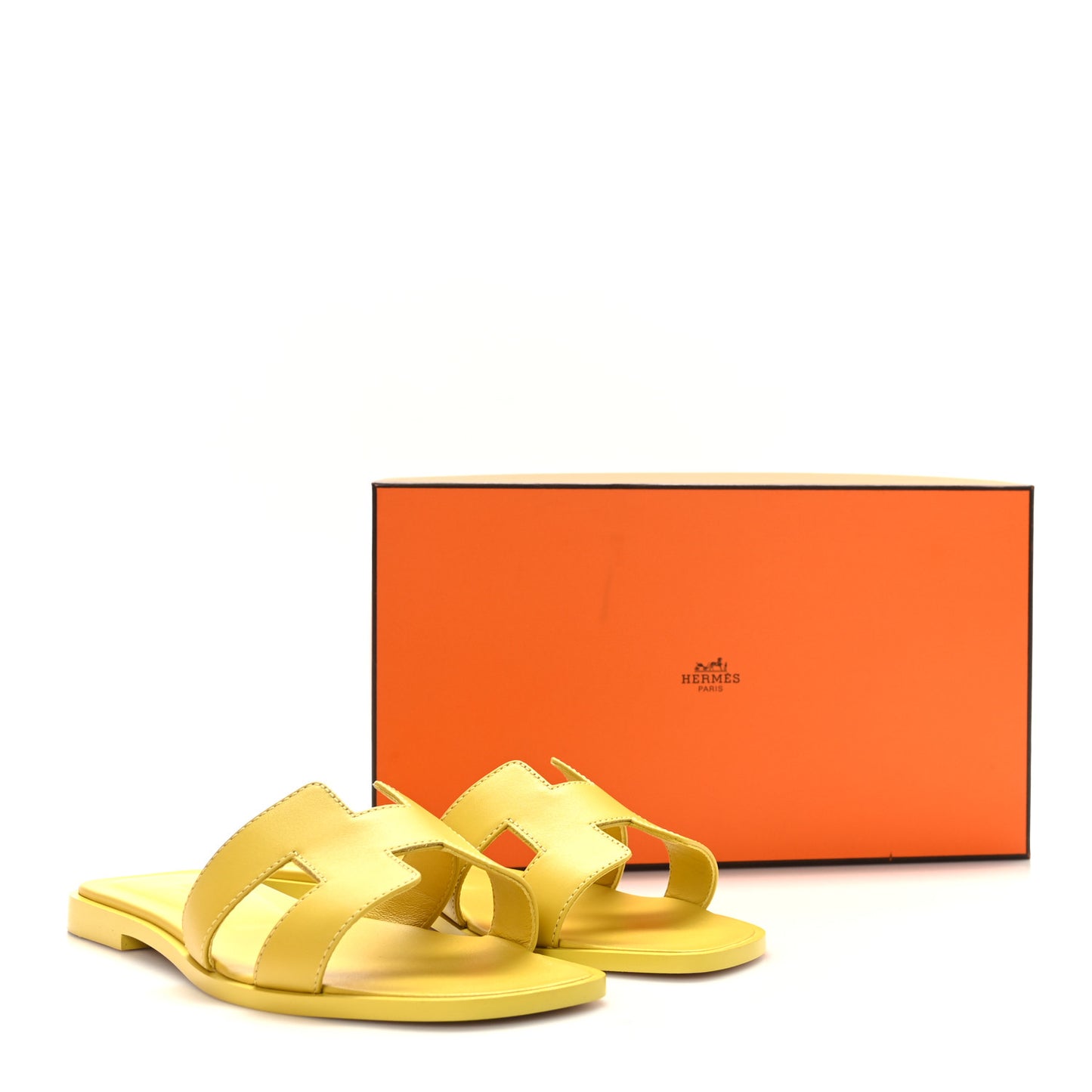 Box Calfskin Oran Sandals 37 Jaune Citron