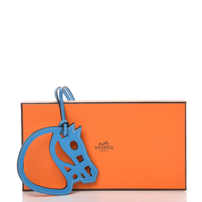 Hermes Swift Paddock Cheval Horse Bag Charm Bleu Zanzibar 4 of 4