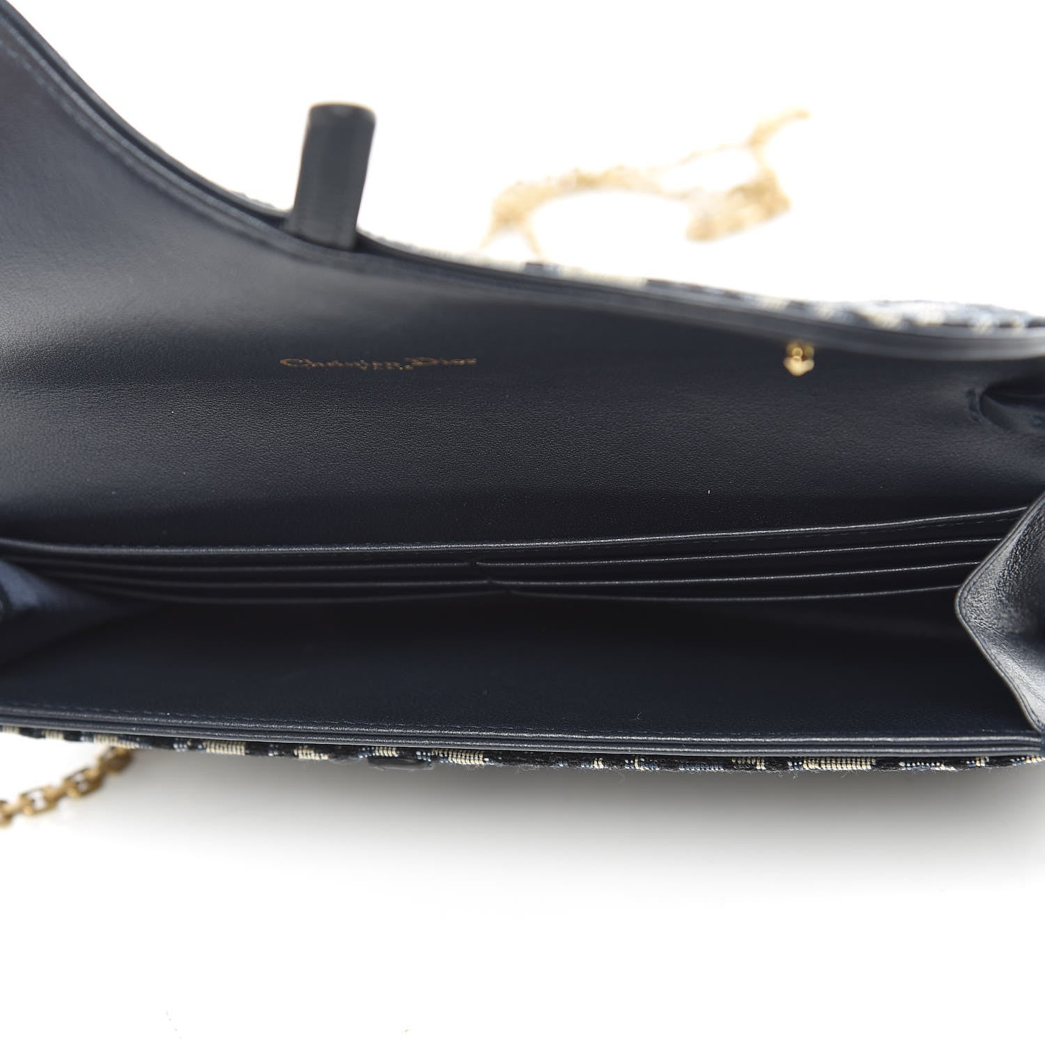 Christian Dior Oblique Saddle Chain Wallet Blue 5 of 11