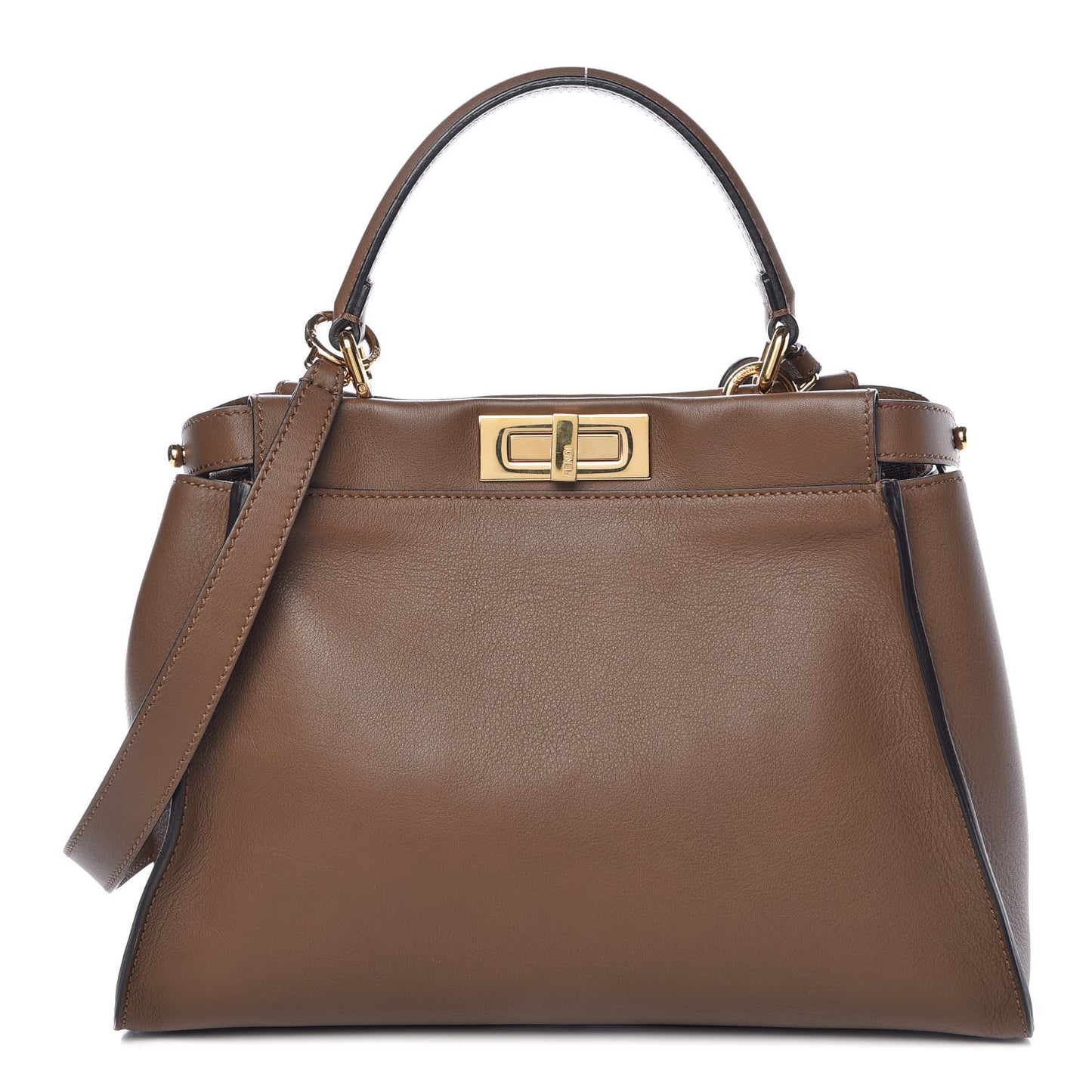 Vitello Seta Fabric Jacquard Pequin Medium Peekaboo Iconic Satchel Foresta Tobacco