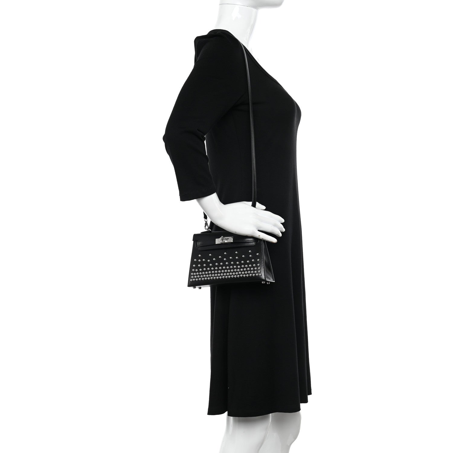 Hermes Box Studded Clouté Mini Kelly Sellier 20 Black 2 of 11