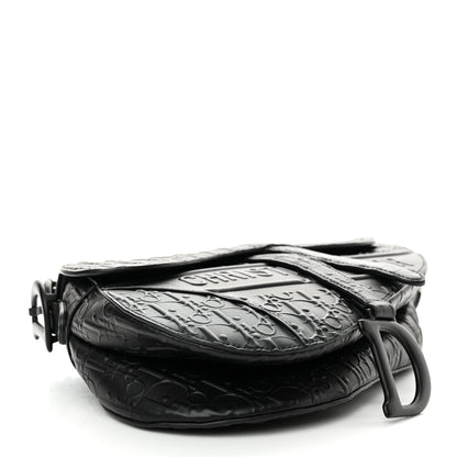 Christian Dior Calfskin Embossed Oblique Saddle Bag Black Black 4 of 12
