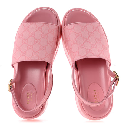 Gucci GG Supreme Monogram Granada Kid Angelina Platform 35mm Slingback Sandals 39 Cotton Candy Dark Cotton Candy Wild Rose 2 of 12