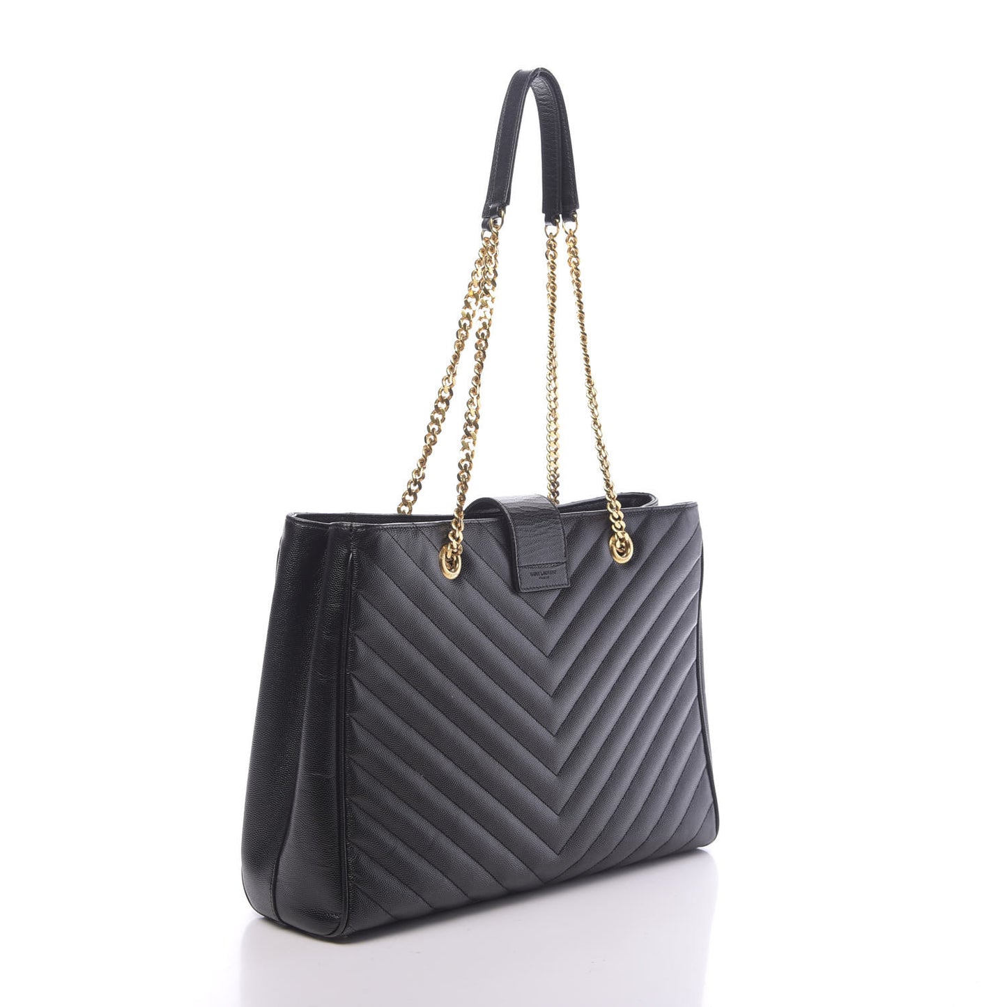 Grain De Poudre Matelasse Chevron Monogram Shopping Bag Black