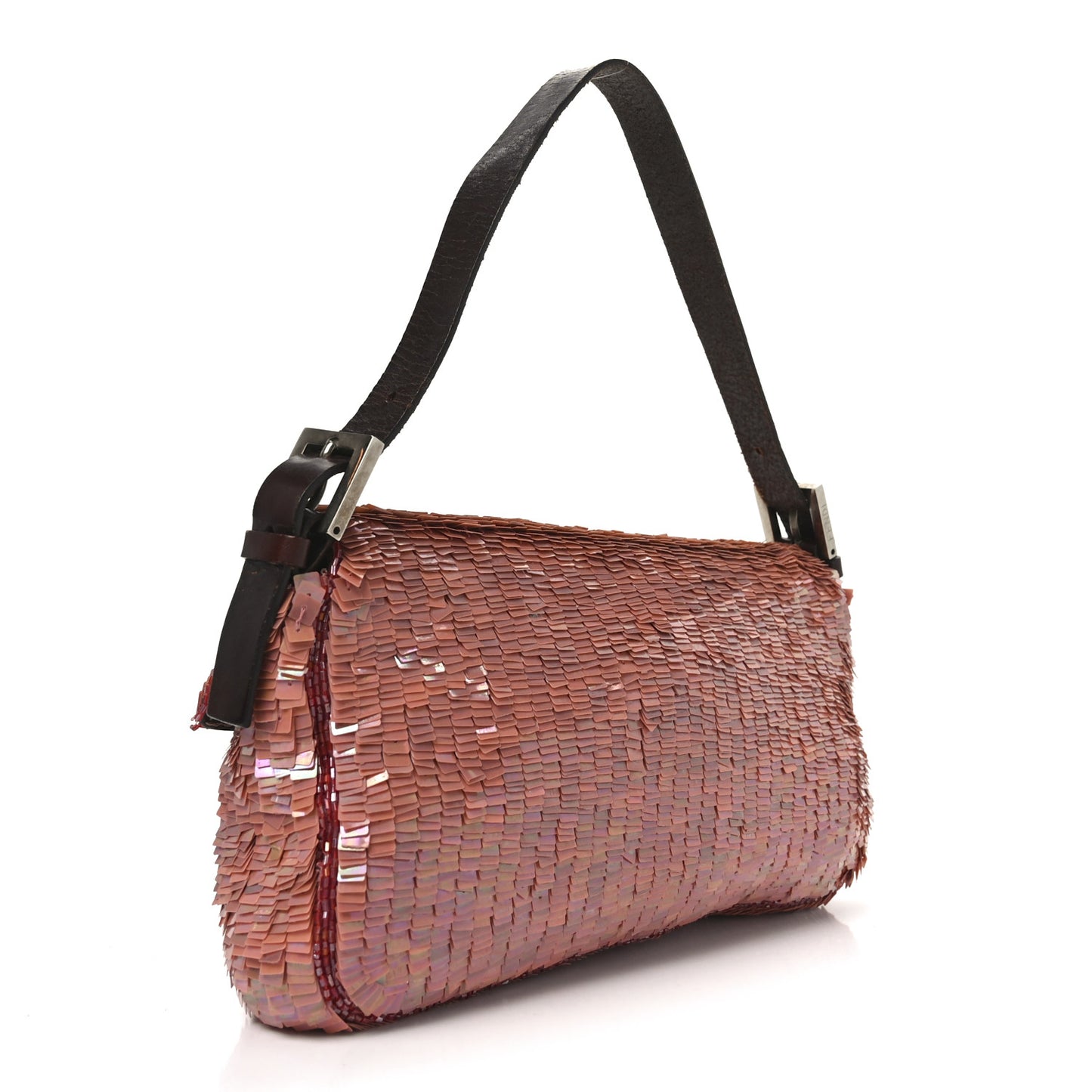Sequin Beaded Baguette Pink Dark Brown