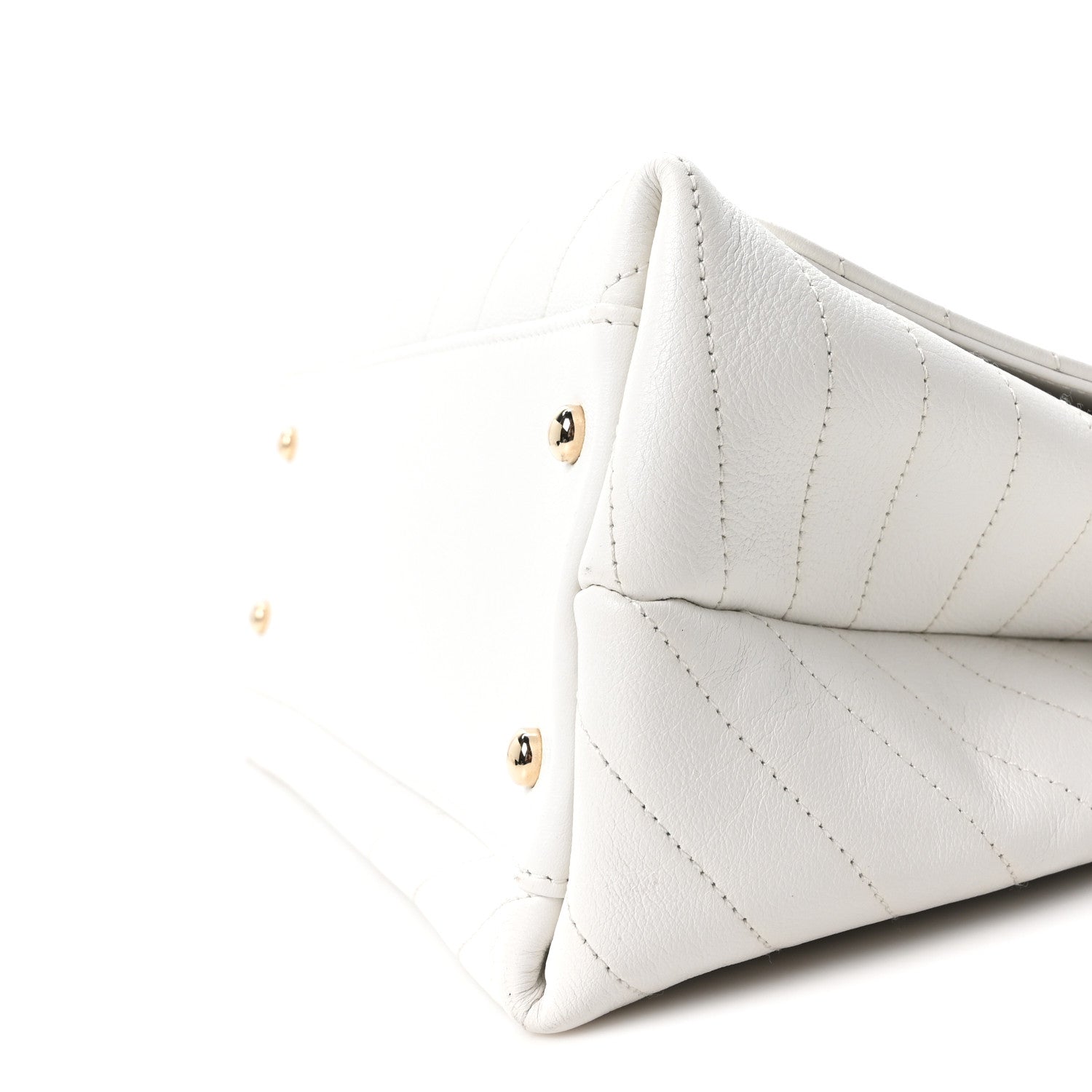 Chanel Grained Calfskin Stitched Medium Chevron Chic Top Handle Flap White 10 of 10