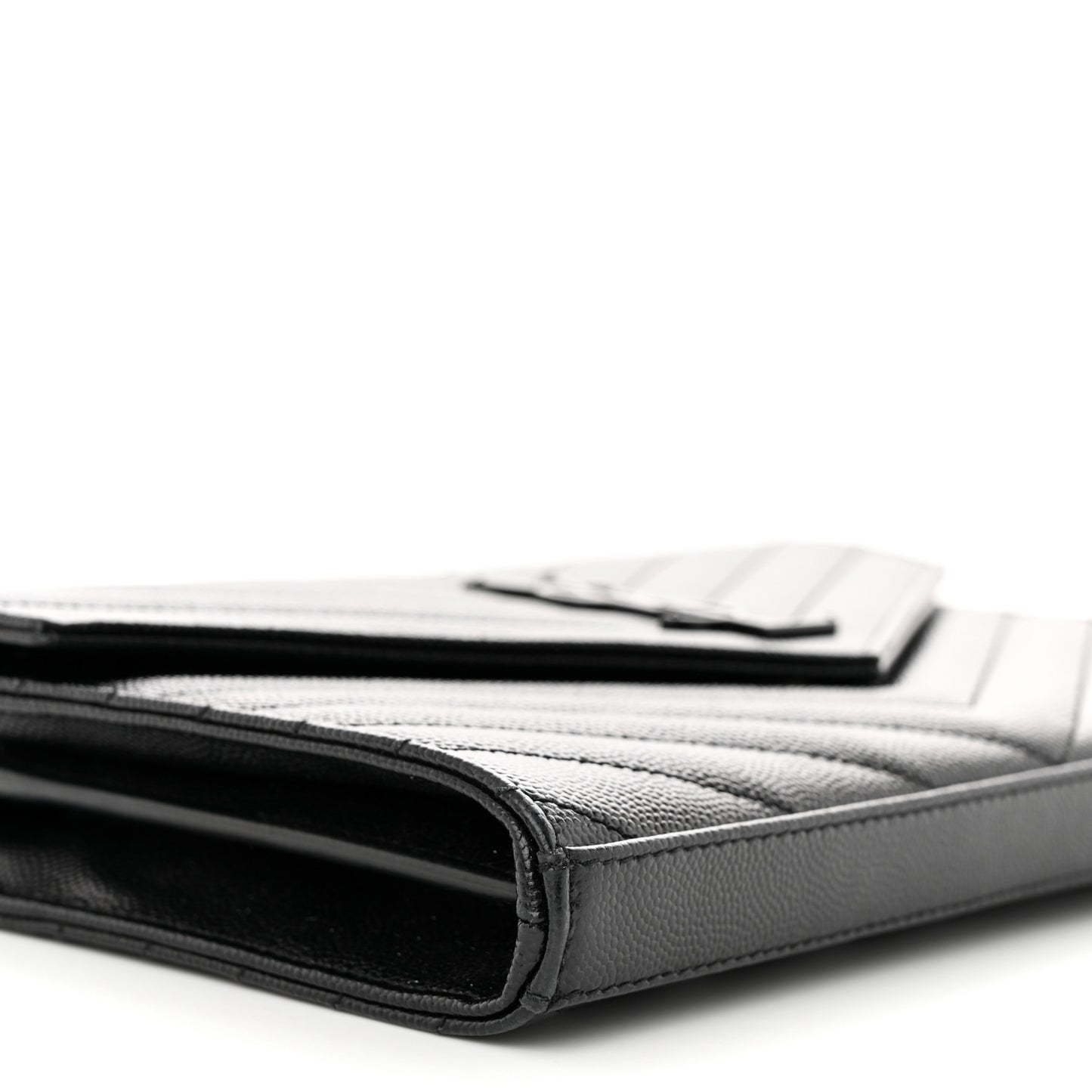 Grain De Poudre Matelasse Chevron Monogram Monochrome Chain Wallet Black