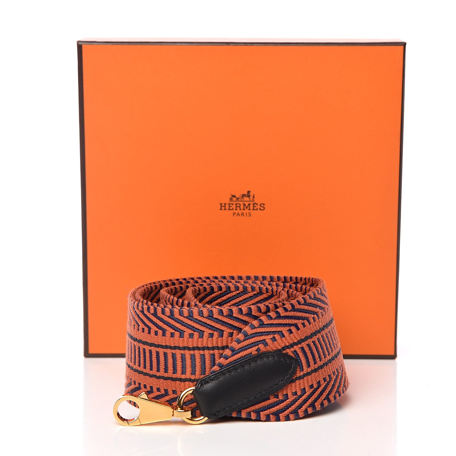 Hermes Toile Swift 50mm Sangle Cavale Shoulder Strap Bleu Indigo Terre Battue Black 6 of 6