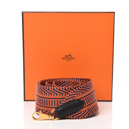 Hermes Toile Swift 50mm Sangle Cavale Shoulder Strap Bleu Indigo Terre Battue Black 6 of 6