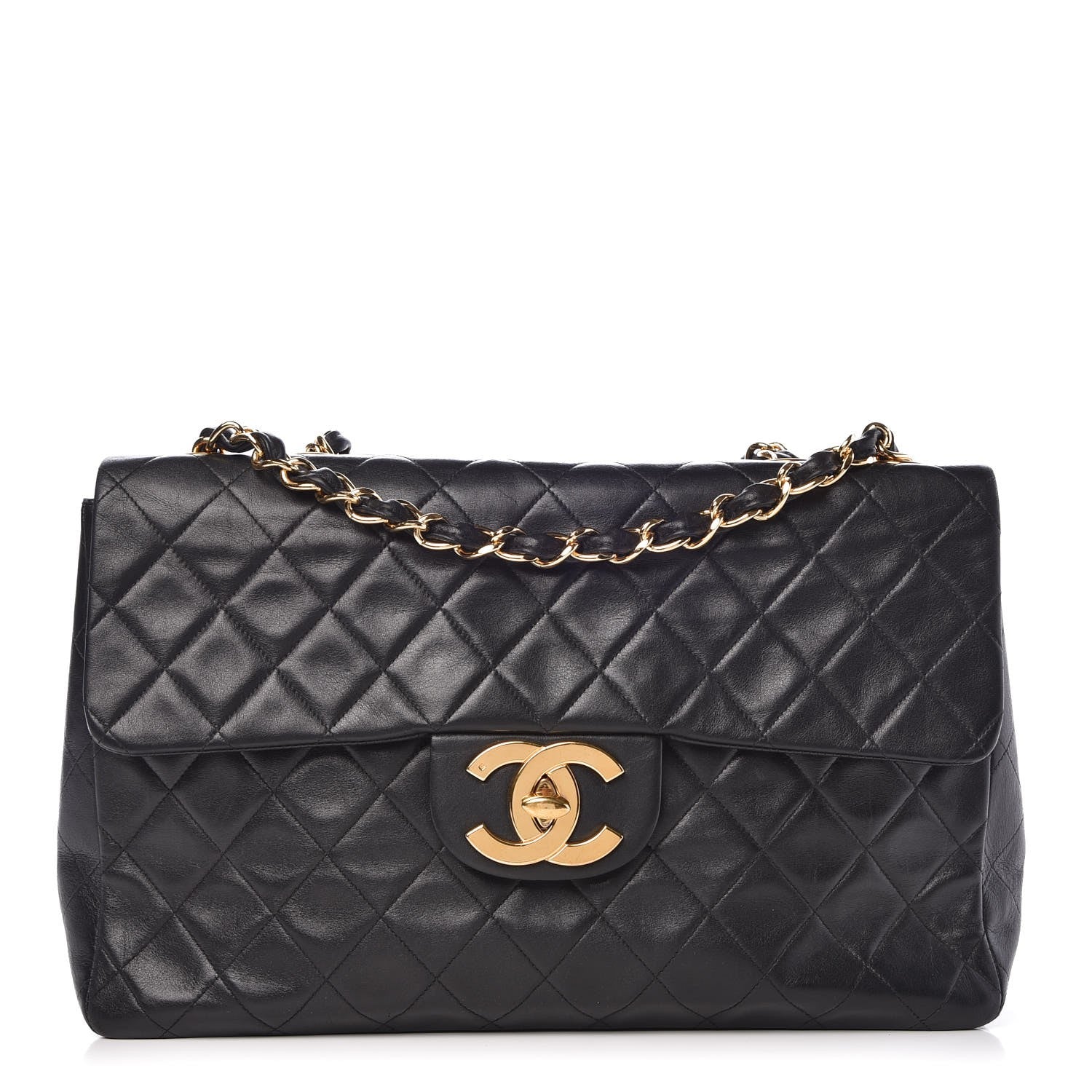 Chanel Lambskin Quilted XL Jumbo Single Flap Black 1 of 10