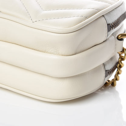 Gucci Calfskin Matelasse Mini GG Marmont Chain Crossbody Bag Mystic White 9 of 10