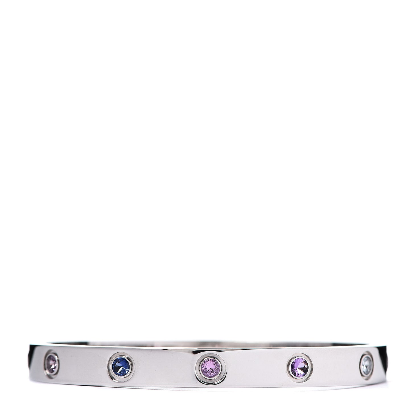 18K White Gold Aquamarine Sapphire Spinel Amethyst LOVE Bracelet 16