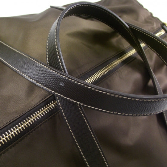 Nylon Large Bowler Tote Brown